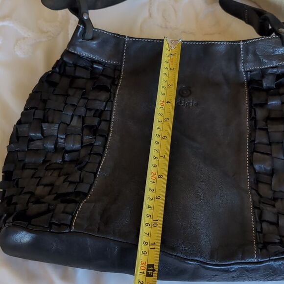 Black Basket Weave 🖤Leather Hobo Bag -Gidigio Italian Made - Picture 13 of 16